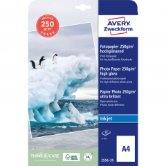 Avery Zweckform Fotopapier Premium 2556-20 DIN A4 250g ws 20 Bl./Pack.,