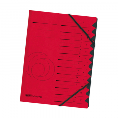 Herlitz Ordnungsmappe 10843324 DIN A4 12 Fächer Karton rot,