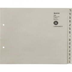 Leitz Registerserie 13040085 DIN A4 A-Z für 4Ordner Tauenpapier grau,