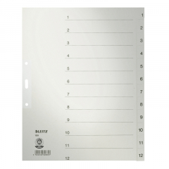 Leitz Register 12330085 DIN A4 1-12 volle Höhe Papier grau,