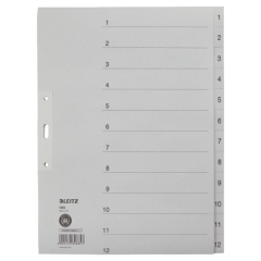 Leitz Register 12330085 DIN A4 1-12 volle Höhe Papier grau,