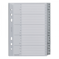 Leitz Register 12650000 A-Z DIN A5 16,5x21cm 20Bl. PP grau,