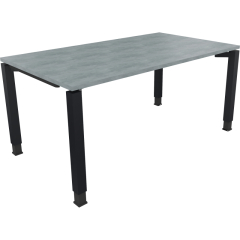 Schreibtisch Vierfuß Quadratrohr B1600xT900xH680-820 an/Beton hell,