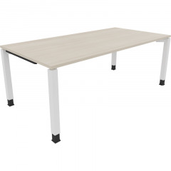 Schreibtisch Vierfuß Quadratrohr B2000xT1000xH680-820 ws/Akazie hell,