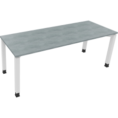 Schreibtisch Vierfuß Quadratrohr B2000xT700xH680-820 ws/Beton hell,