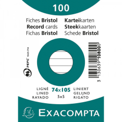 Exacompta Karteikarte 10800SE DIN A7 liniert weiß 100 St./Pack.,