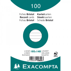 Exacompta Karteikarte 10809SE DIN A6 liniert weiß 100 St./Pack.,