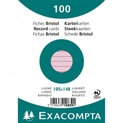 Exacompta Karteikarte 10839SE DIN A6 liniert rosa 100 St./Pack.,