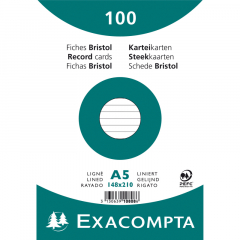 Exacompta Karteikarte 10808SE DIN A5 liniert weiß 100 St./Pack.,