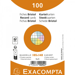 Exacompta Karteikarte 10254E A6 kariert sort. 100St.,