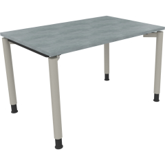 Schreibtisch Vierfuß Rundrohr B1200xT800xH680-820 si/Beton hell,