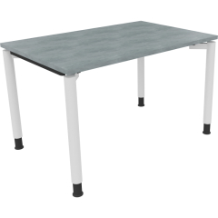 Schreibtisch Vierfuß Rundrohr B1200xT800xH680-820 ws/Beton hell,