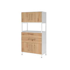 Hammerbacher Kombischrank FlexWall 4OH 1offen Sockel weiß/asteiche,