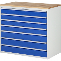 RAU Schubl.schrank 1145x650x1035mm B-Top-25mm 7xSchublade-TA l.gr/e.bl,