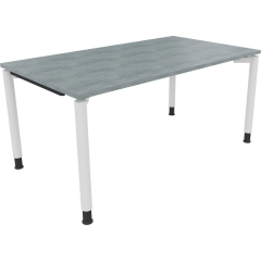 Schreibtisch Vierfuß Rundrohr B1600xT900xH680-820 ws/Beton hell,