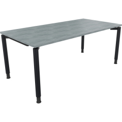 Schreibtisch Vierfuß Rundrohr B1800xT900xH680-820 an/Beton hell,