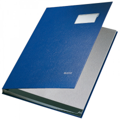 Leitz Unterschriftsmappe 57010035 DIN A4 10 Fächer Graupappe blau,