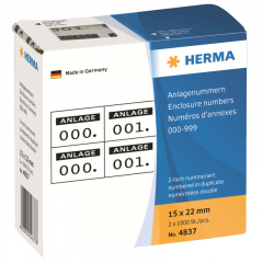 HERMA Anlagenummer 4837 15x22mm schwarz 1.000 St./Pack.,