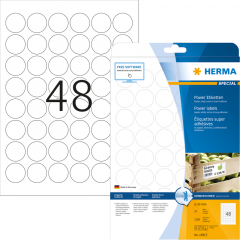 HERMA Etikett stark haftend 10915 rund 30mm weiß 1.200 St./Pack.,