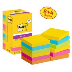 Post-it Haftnotiz Super Sticky  654-SSCARNP8+4 76x76mm farb12x90Bl,