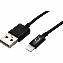 Value USB-Kabel 11998321 USB-A auf Lightning 1m sw,