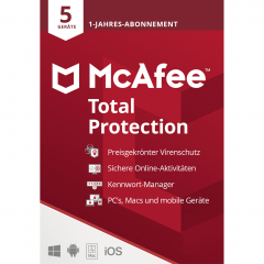 McAfee Total Protection Lizenz MTP00GNR5RDD 1 Jahr 5 Periph,