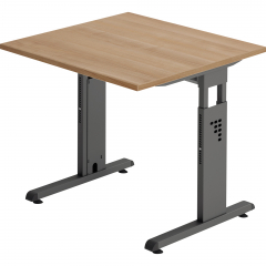 Hammerbacher Schreibtisch VOS08/N/G C-Fuß 80x80cm nussbaum/graphit,