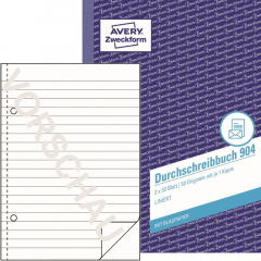 Avery Zweckform Durchschreibebuch 904 DIN A5 liniert 2x50Blatt,