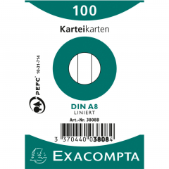 Exacompta Karteikarte 3808B DIN A8 liniert weiß 100 St./Pack.,