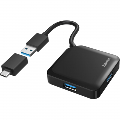 Hama USB-Hub 00200116 4Ports inkl. USB-C Adapter,